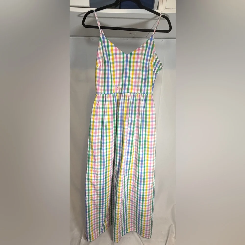 J.Crew Factory Pastel Plaid Smocked Dress | Spring Easter Dress - Picture 1 of 6